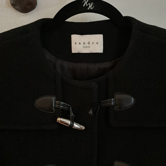 Sandro black wool toggle coat - Picture 4 of 8